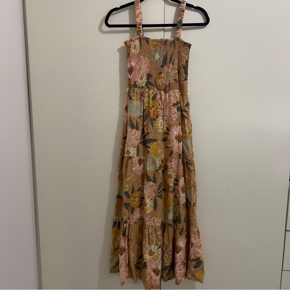 Roxy Floral Maxi Dress - Brown and Pink